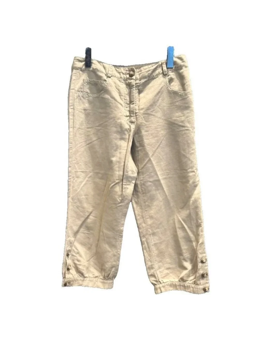 Chanel Linen Blend Cropped Pants 38 Beige